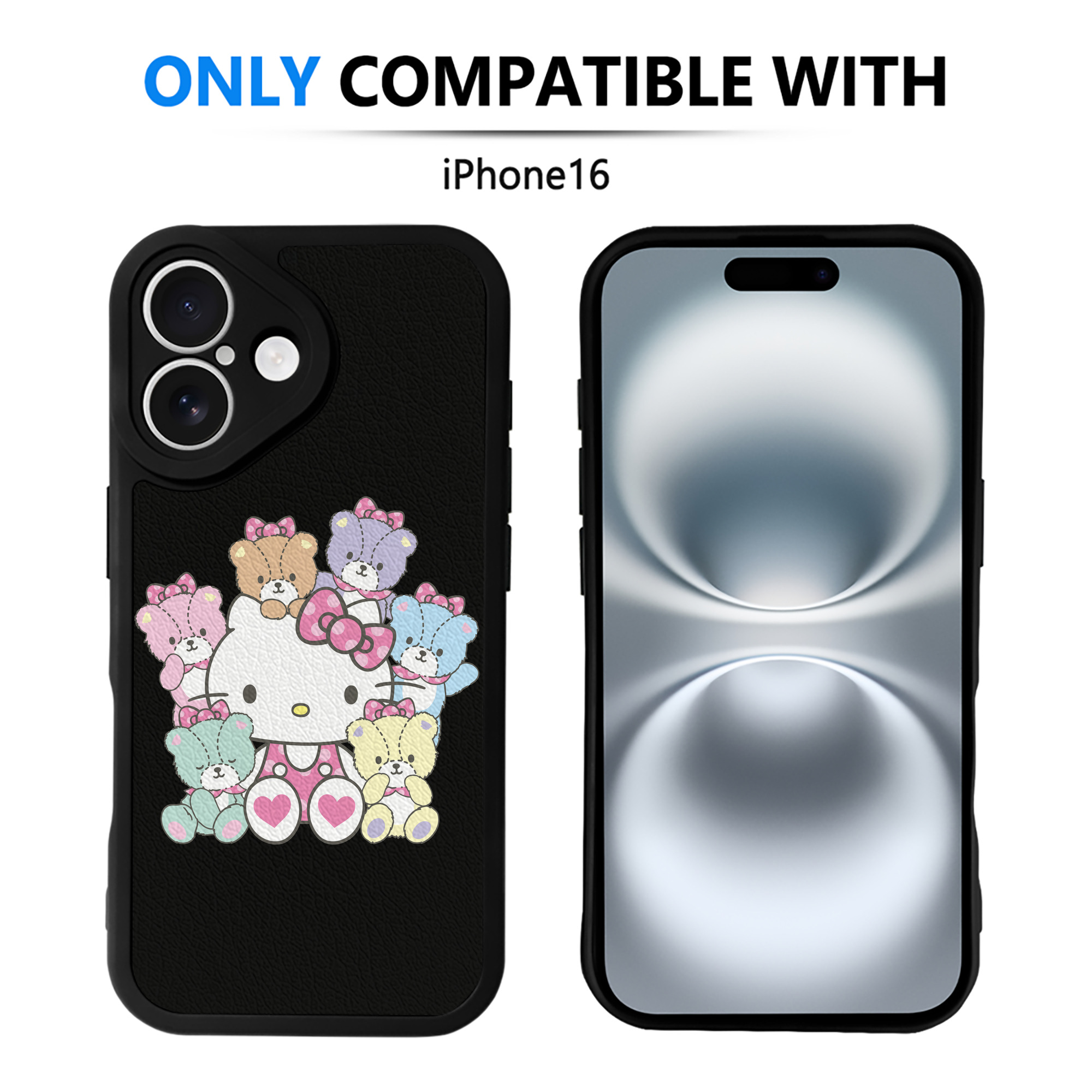 （画像用） Hello Kitty ハローキティ 【iPhone 16シリーズ対応】シリコンスマホケース（レザー調） 材質：シリコン
